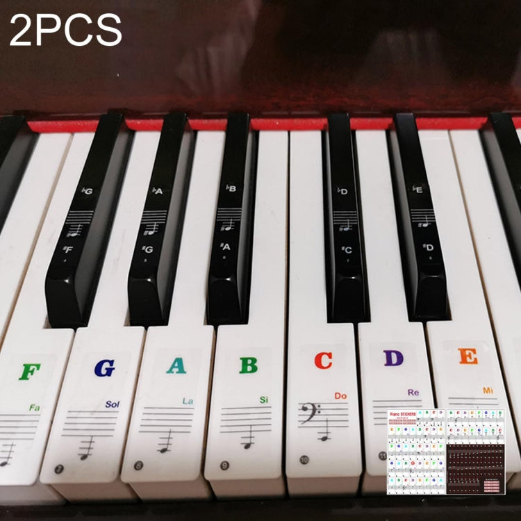 2 pezzi 88/61/54/49 tasti pianoforte organo elettronico tastiera rotolo a mano notazione pianoforte scala musicale adesivo trasparente, 2 PCS Musical Scale Transparent Sticker