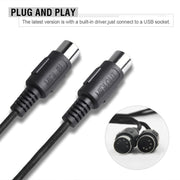 Cavo MIDI USB WERSI UM-18 Cavo Midi MidiPort Piano elettrico Linea di editing musicale per batteria elettronica, Lunghezza: 2 m