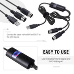 Cavo MIDI USB WERSI UM-18 Cavo Midi MidiPort Piano elettrico Linea di editing musicale per batteria elettronica, Lunghezza: 2 m