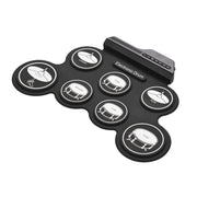Tamburo elettronico USB portatile con rotolo a mano in silicone, versione con icona nera, Electronic Drum Black Icon Version