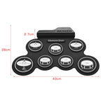 Tamburo elettronico USB portatile con rotolo a mano in silicone, versione con icona nera, Electronic Drum Black Icon Version