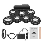Tamburo elettronico USB portatile con rotolo a mano in silicone, versione con icona nera, Electronic Drum Black Icon Version