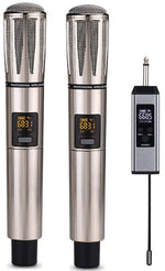 Coppia di microfoni wireless ricaricabili UHF