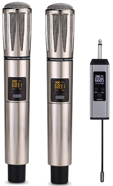 Coppia di microfoni wireless ricaricabili UHF
