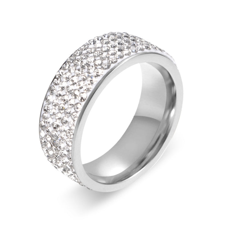 Anello veretta in acciaio inossidabile per fede nuziale, fidanzamento, promessa, cerchio intarsiato, cristallo e strass, rotondo, 57 mm, misura USA: 10, diametro interno: 20 mm, perimetro: 62,8 mm, 10