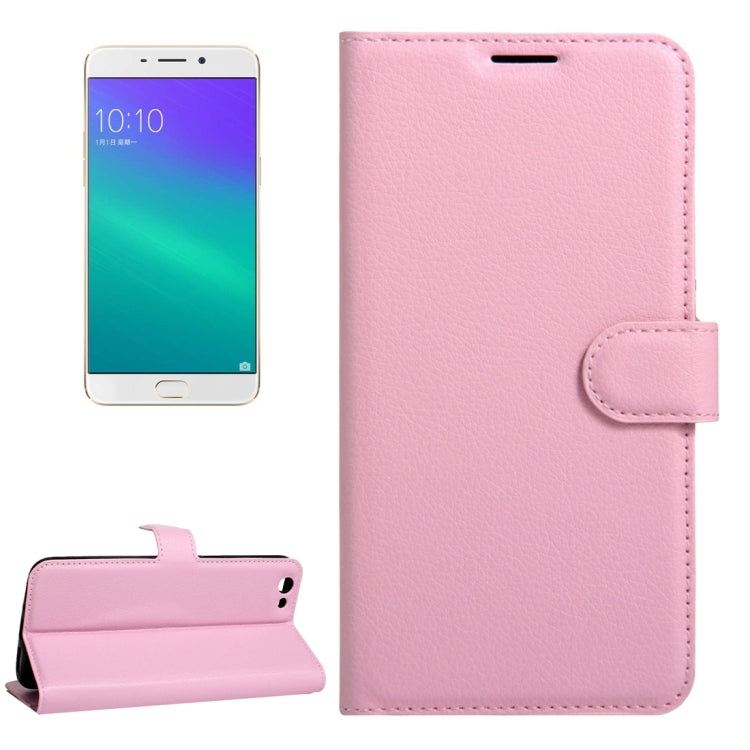Per OPPO R9s Plus Custodia in pelle con chiusura orizzontale con texture Litchi con fibbia magnetica, supporto, slot per carte e portafoglio, For OPPO R9s Plus