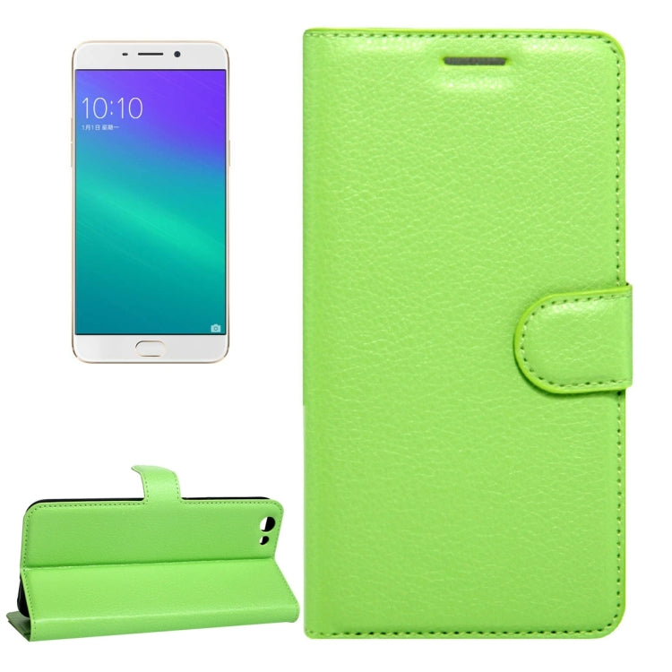 Per OPPO R9s Plus Custodia in pelle con chiusura orizzontale con texture Litchi con fibbia magnetica, supporto, slot per carte e portafoglio, For OPPO R9s Plus