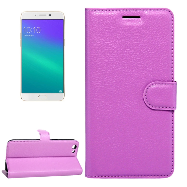Per OPPO R9s Plus Custodia in pelle con chiusura orizzontale con texture Litchi con fibbia magnetica, supporto, slot per carte e portafoglio, For OPPO R9s Plus
