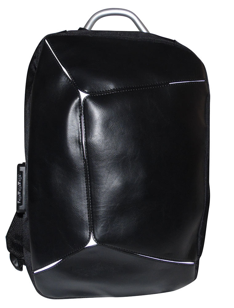 Zaino multifunzione antifurto imbottito con combinazione USB nero