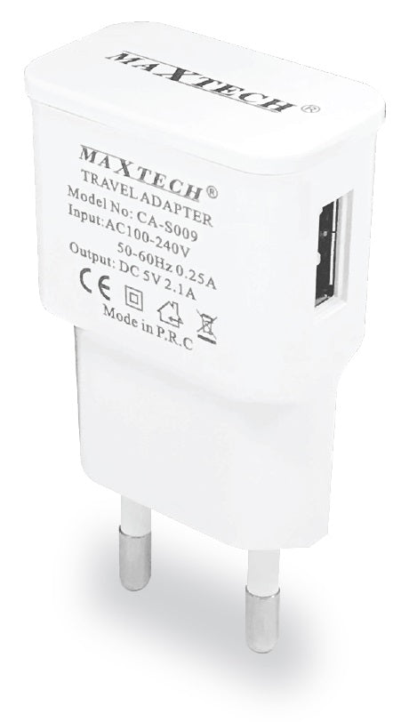 Caricabatterie USB bianco 5V 2.1A CA-S009 MOB1115