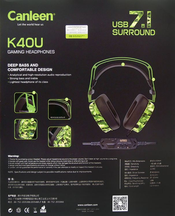 Cuffia gaming USB con audio 7.1 e controller su cavo