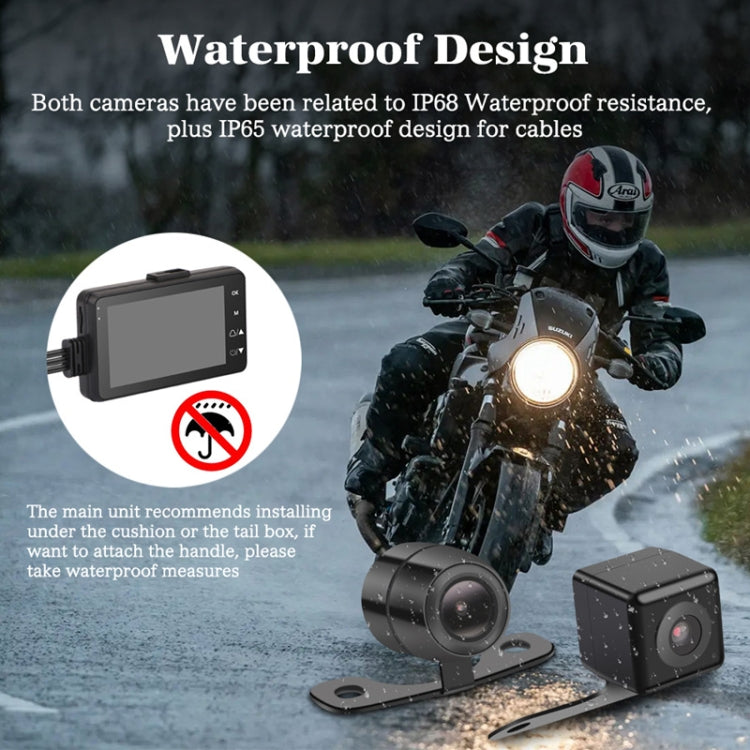MT-80 DVR doppia fotocamera per moto con video HD grandangolare da 3,0 pollici e 140 gradi, supporto scheda TF (massimo 32 GB), MT-80