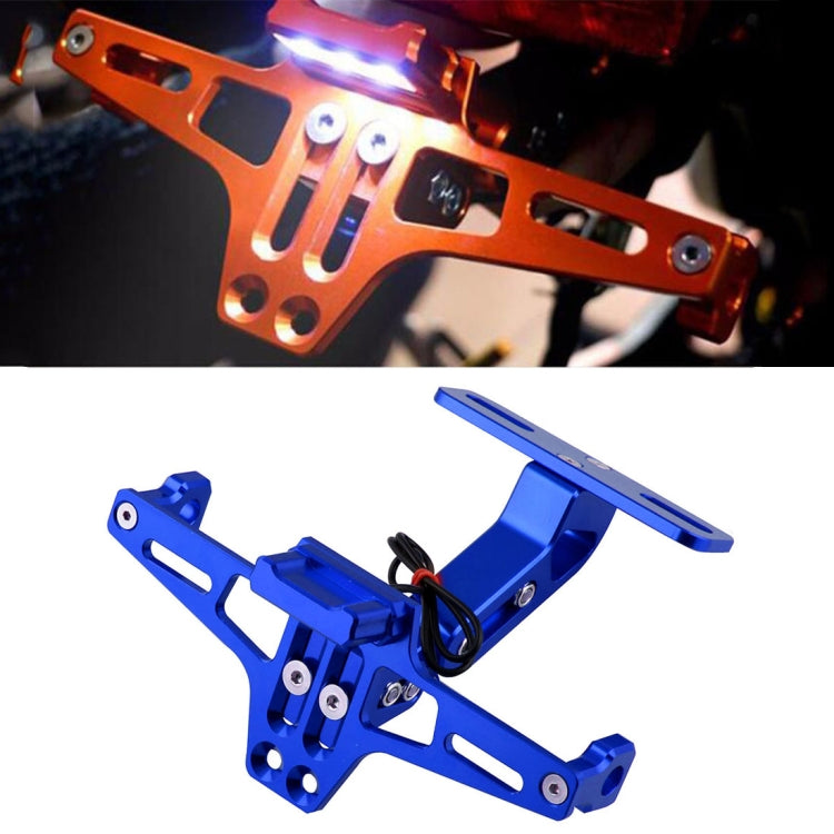LPF013 Accessori per la modifica del motociclo Staffa universale per targa in lega di alluminio a forma di aeromobile con luci a LED, Black with LED, Blue with LED, Red with LED