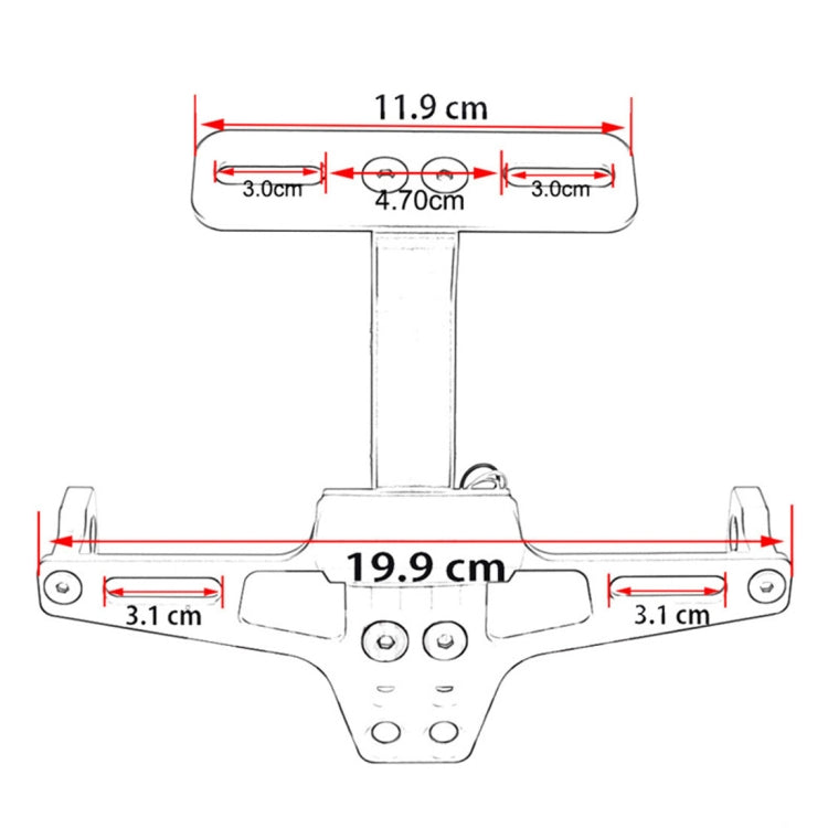 LPF013 Accessori per la modifica del motociclo Staffa universale per targa in lega di alluminio a forma di aeromobile con luci a LED, Black with LED, Blue with LED, Red with LED