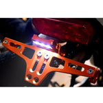 LPF013 Accessori per la modifica del motociclo Staffa universale per targa in lega di alluminio a forma di aeromobile con luci a LED, Black with LED, Blue with LED, Red with LED