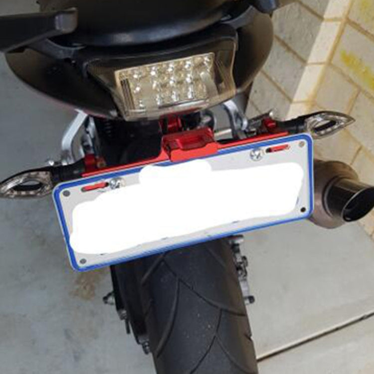 LPF013 Accessori per la modifica del motociclo Staffa universale per targa in lega di alluminio a forma di aeromobile con luci a LED, Black with LED, Blue with LED, Red with LED