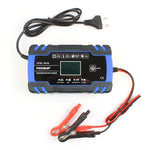 FOXSUR Caricabatterie AGM per riparazione camion moto e auto 12V-24V, spina europea (blu), EU Plug Blue