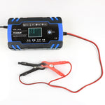 FOXSUR Caricabatterie AGM per riparazione camion moto e auto 12V-24V, presa UK (blu), UK Plug Blue