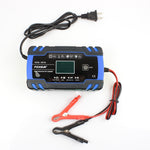 FOXSUR Caricabatterie AGM per riparazione camion moto e auto 12V-24V, spina americana (blu), US Plug Blue