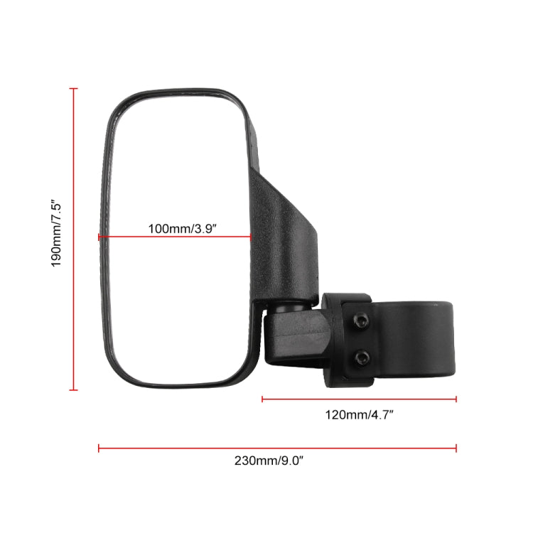 MB-MR016-BK Specchietti laterali modificati per moto UTV da 2 pezzi per UTV con roll-bar da 1,75 pollici e 2 pollici, MB-MR016-BK
