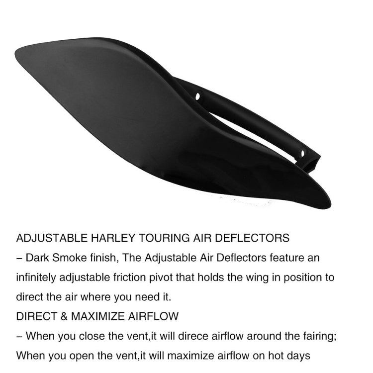 MB-OT360 2 pezzi Deflettori d'aria regolabili Ali laterali Carenatura Protezione laterale per Harley Davidson Touring Electra / Street / Tri Glide / CVO 2014-2019, Side Cover Shield