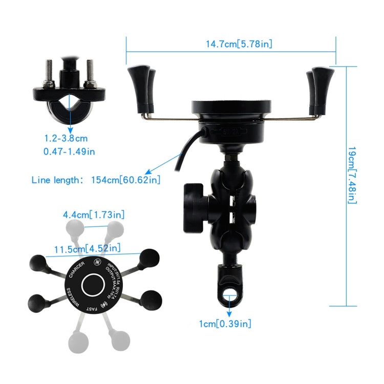 CS-878A1 Caricatore per supporto per telefono cellulare cablato wireless in lega di alluminio per moto multifunzione, CS-878A1