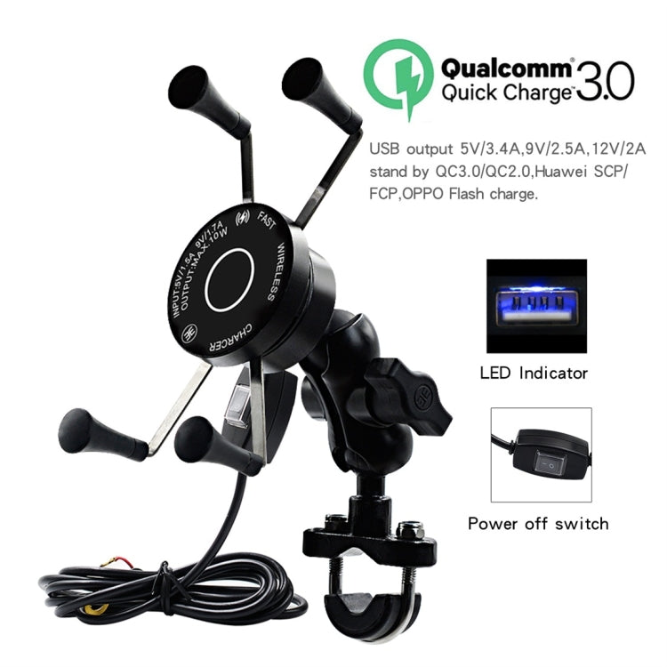 CS-878A1 Caricatore per supporto per telefono cellulare cablato wireless in lega di alluminio per moto multifunzione, CS-878A1