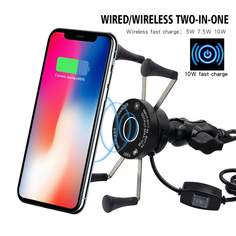 CS-878A1 Caricatore per supporto per telefono cellulare cablato wireless in lega di alluminio per moto multifunzione, CS-878A1