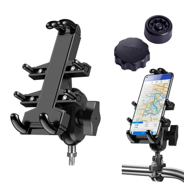 Staffa di supporto per navigazione per telefono in alluminio a otto ganasce multifunzione con testa a sfera M10 con manopole antifurto, M10 Bolt+Anti-theft Knobs