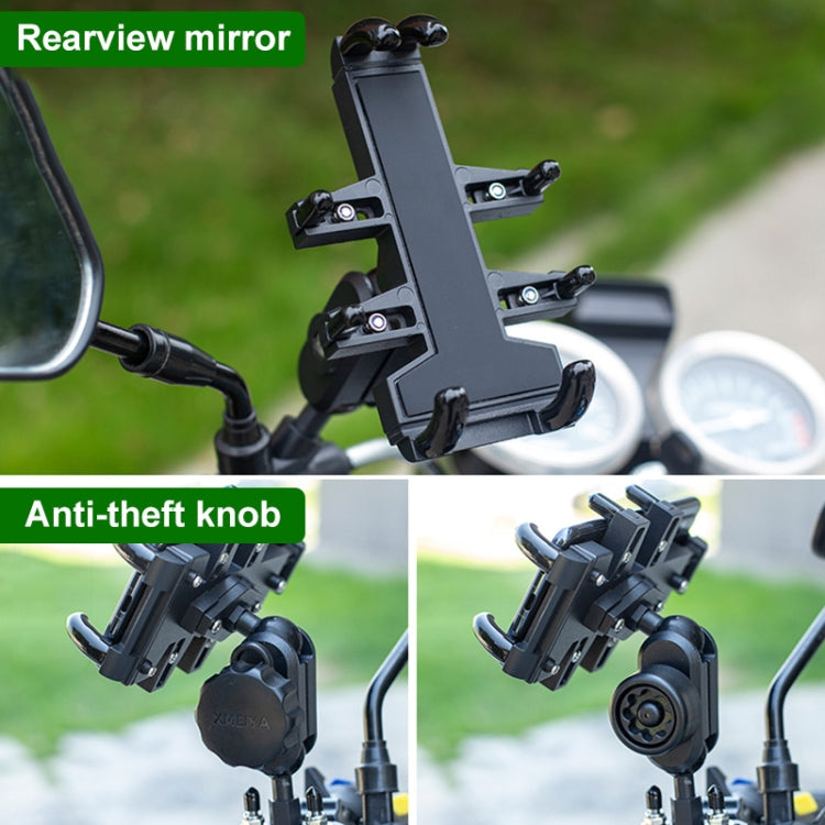 Staffa di navigazione per telefono in alluminio a otto ganasce multifunzione con testa a sfera M8 Bolt con manopole antifurto, M8 Bolt+Anti-theft Knobs