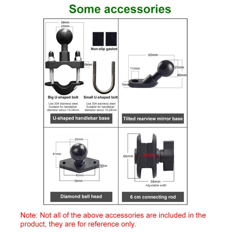 Staffa di navigazione per telefono in alluminio a otto ganasce multifunzione con testa a sfera M8 Bolt con manopole antifurto, M8 Bolt+Anti-theft Knobs