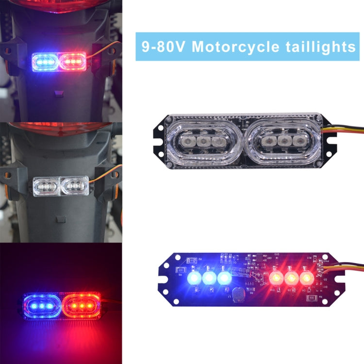 Fanale posteriore stroboscopico per moto DC 9V-80V 2W, Strobe Tail Light