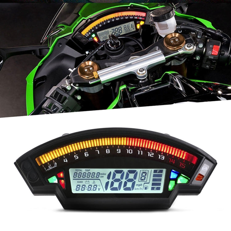 Speedpark Tachimetro digitale LCD TFT per moto 14000 giri/min Contachilometri moto retroilluminato a 6 marce per misuratore di cilindri 1,2,4, MLS062