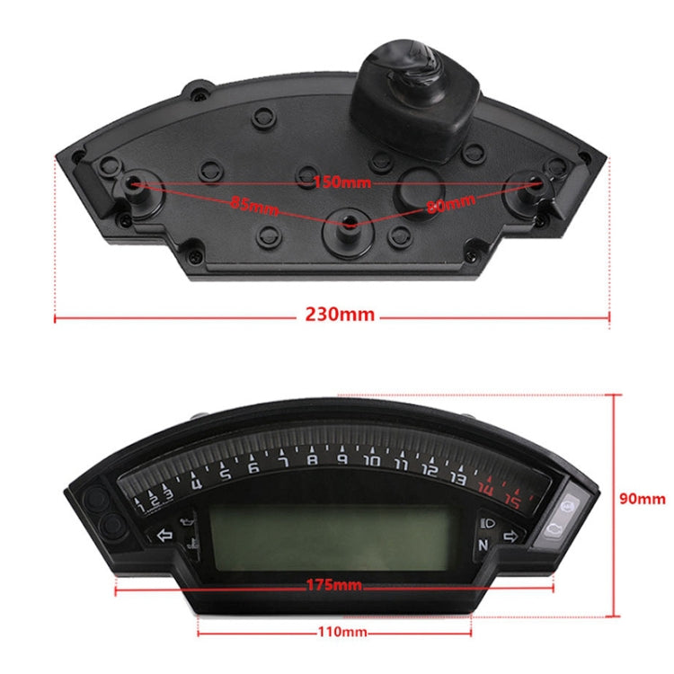 Speedpark Tachimetro digitale LCD TFT per moto 14000 giri/min Contachilometri moto retroilluminato a 6 marce per misuratore di cilindri 1,2,4, MLS062