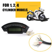 Speedpark Tachimetro digitale LCD TFT per moto 14000 giri/min Contachilometri moto retroilluminato a 6 marce per misuratore di cilindri 1,2,4, MLS062