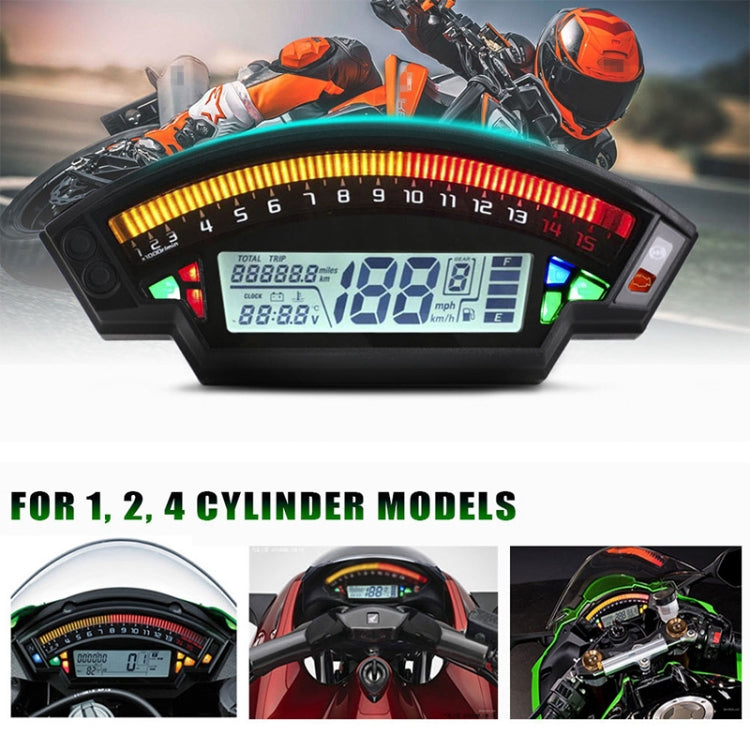 Speedpark Tachimetro digitale LCD TFT per moto 14000 giri/min Contachilometri moto retroilluminato a 6 marce per misuratore di cilindri 1,2,4, MLS062