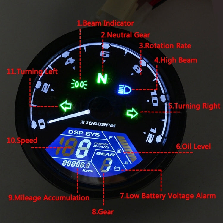 Gruppo strumenti LCD contachilometri strumento modificato retrò per moto universale Speedpark, Retro Instrument Odometer