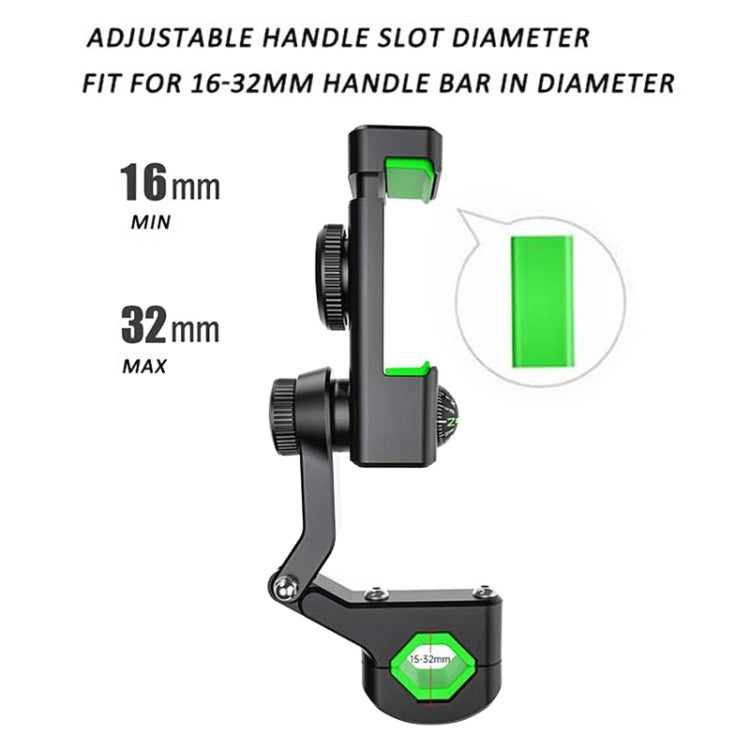 Porta cellulare con bussola sferica per moto, specchietto retrovisore senza luce, Rearview Mirror without Light (Black), Rearview Mirror without Light (Green)