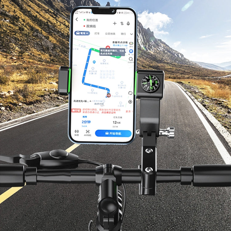 Porta cellulare con bussola sferica per moto, specchietto retrovisore senza luce, Rearview Mirror without Light (Black), Rearview Mirror without Light (Green)
