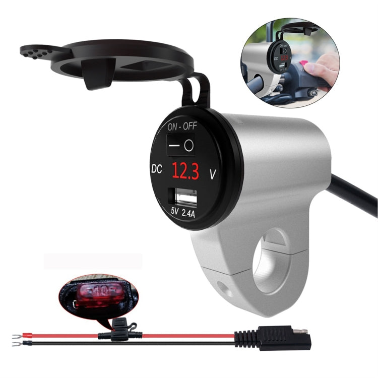 ZH-975A1 Caricatore USB singolo per telefono cellulare impermeabile in lega di alluminio per moto con voltmetro rosso, ZH-975B1, ZH-975A1