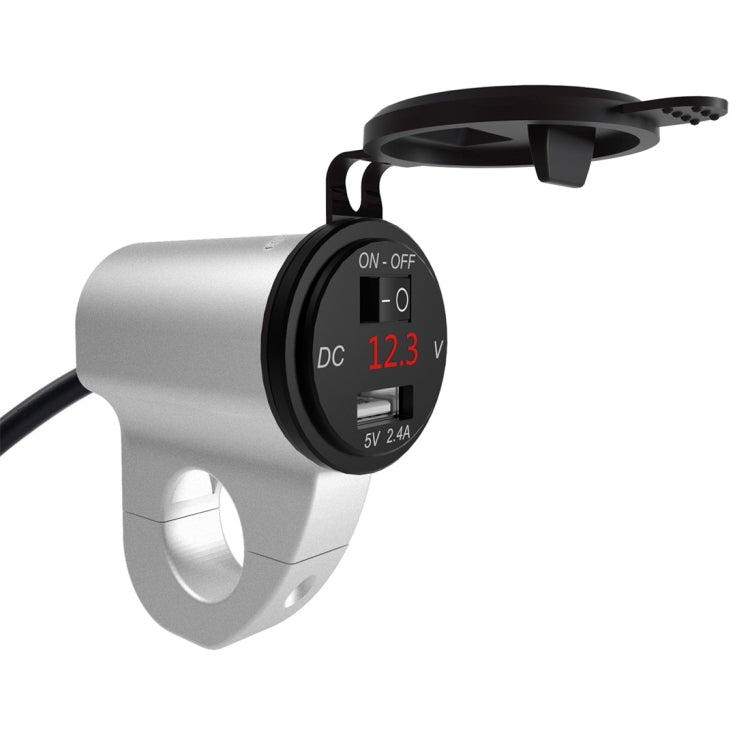 ZH-975A1 Caricatore USB singolo per telefono cellulare impermeabile in lega di alluminio per moto con voltmetro rosso, ZH-975B1, ZH-975A1