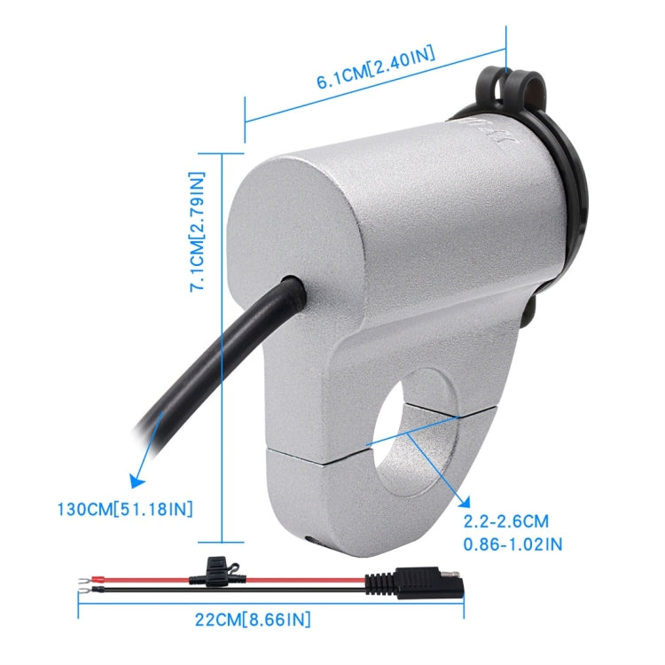ZH-975A1 Caricatore USB singolo per telefono cellulare impermeabile in lega di alluminio per moto con voltmetro rosso, ZH-975B1, ZH-975A1