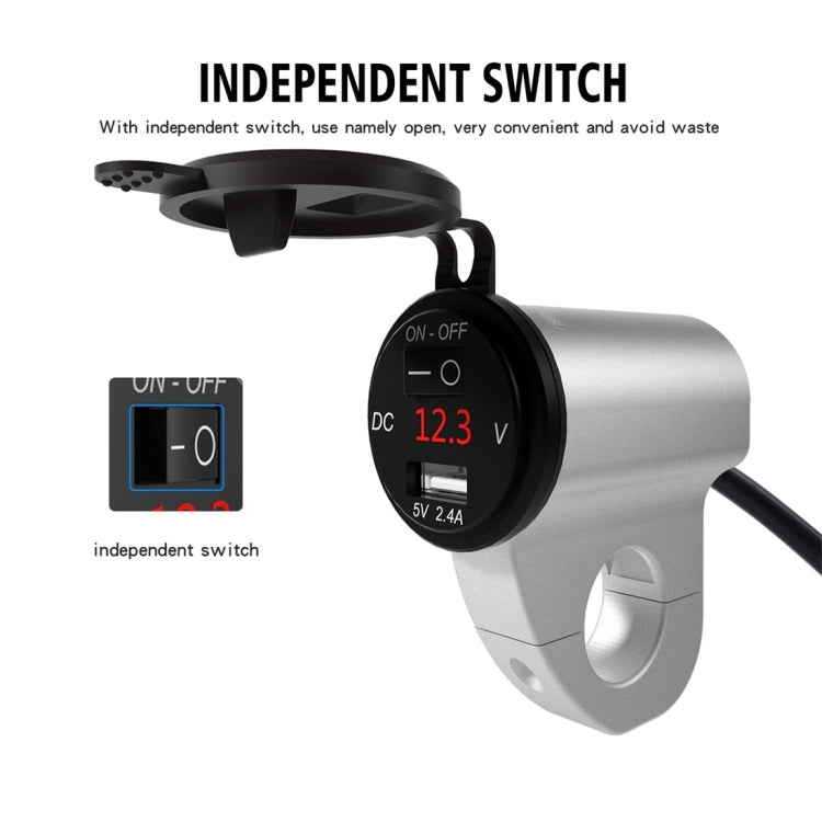 ZH-975A1 Caricatore USB singolo per telefono cellulare impermeabile in lega di alluminio per moto con voltmetro rosso, ZH-975B1, ZH-975A1