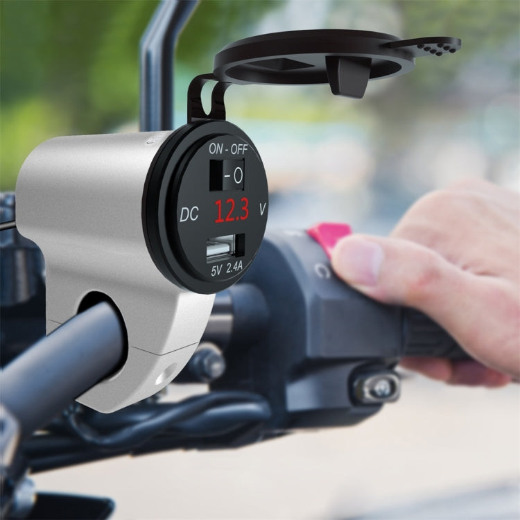 ZH-975A1 Caricatore USB singolo per telefono cellulare impermeabile in lega di alluminio per moto con voltmetro rosso, ZH-975B1, ZH-975A1
