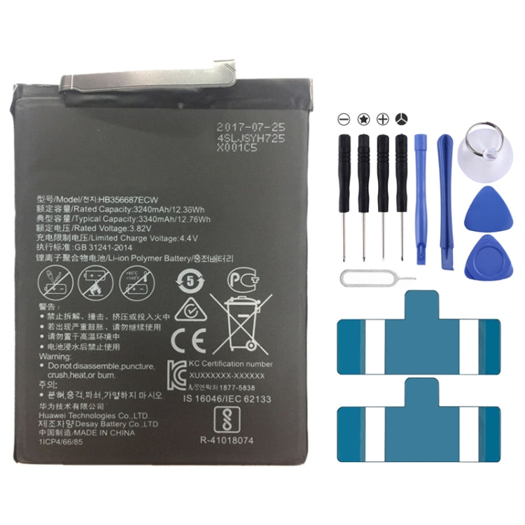 Batteria ai polimeri di litio da 3240 mAh HB356687ECW per Huawei nova 2 Plus / BAC-AL00 / Honor Play 7X, For nova 2 Plus