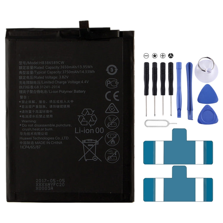 Batteria ai polimeri di litio da 3650 mAh HB386589ECW per Huawei P10 Plus / VKY-AL00, For P10 Plus