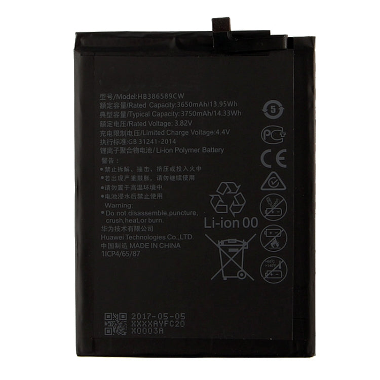 Batteria ai polimeri di litio da 3650 mAh HB386589ECW per Huawei P10 Plus / VKY-AL00, For P10 Plus