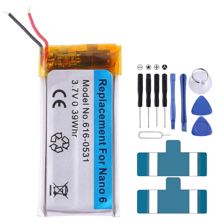 Replacement Rechargeable Lithium-Polymer Battery 3.7V 0.39Wh for iPod nano 6, For iPod nano 6