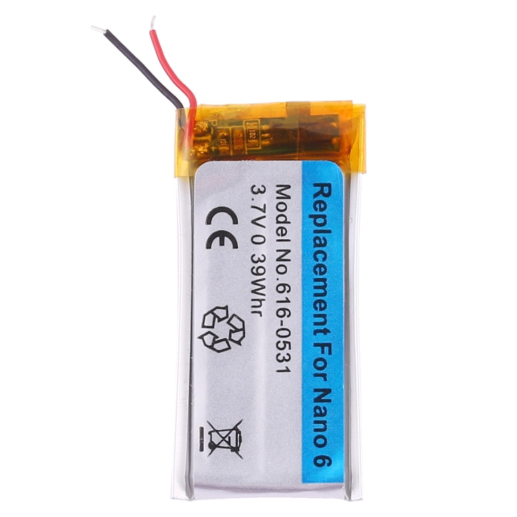 Replacement Rechargeable Lithium-Polymer Battery 3.7V 0.39Wh for iPod nano 6, For iPod nano 6