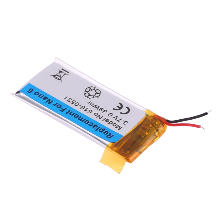 Replacement Rechargeable Lithium-Polymer Battery 3.7V 0.39Wh for iPod nano 6, For iPod nano 6